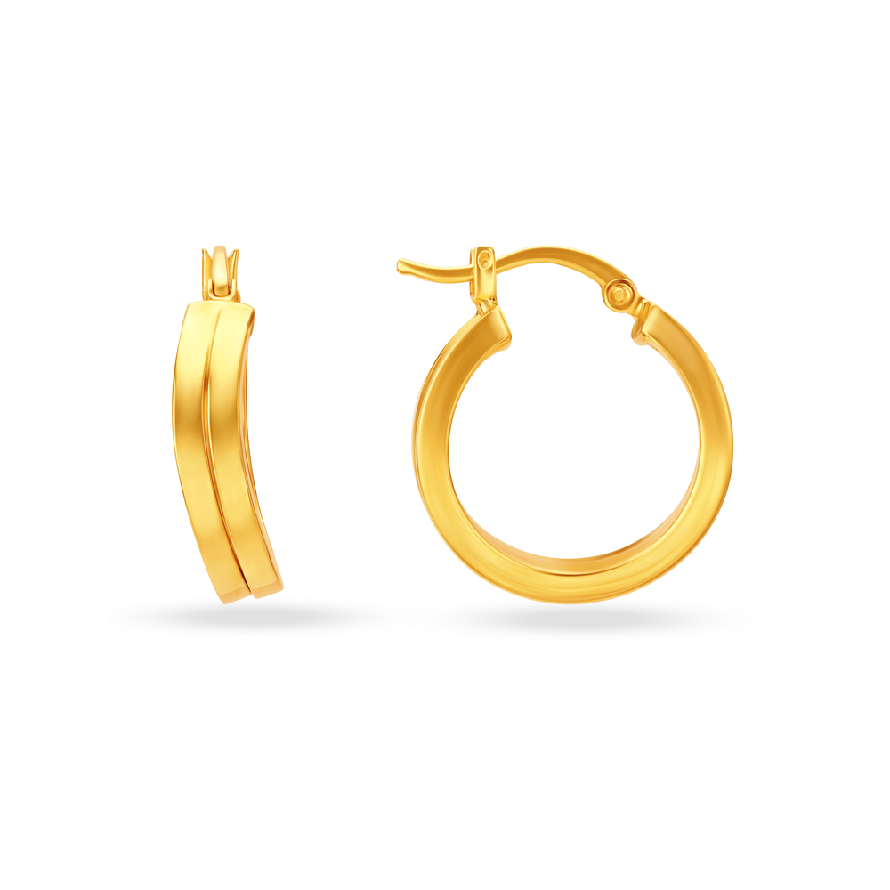 22KT Yellow Gold Subtle Glamorous Hoop Earrings,,hi-res image number null