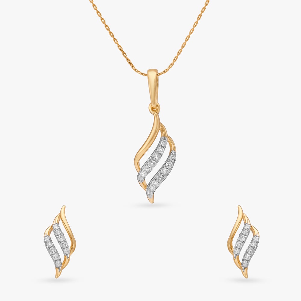Twisted Shine Diamond Pendant and Earrings Set,,hi-res image number null