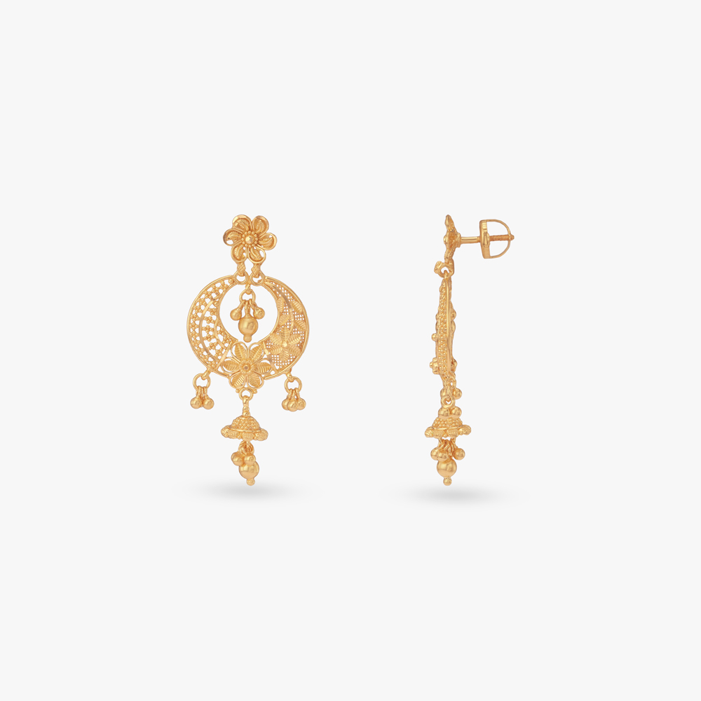 Traditional Gold Filigree Drop Earrings,,hi-res image number null