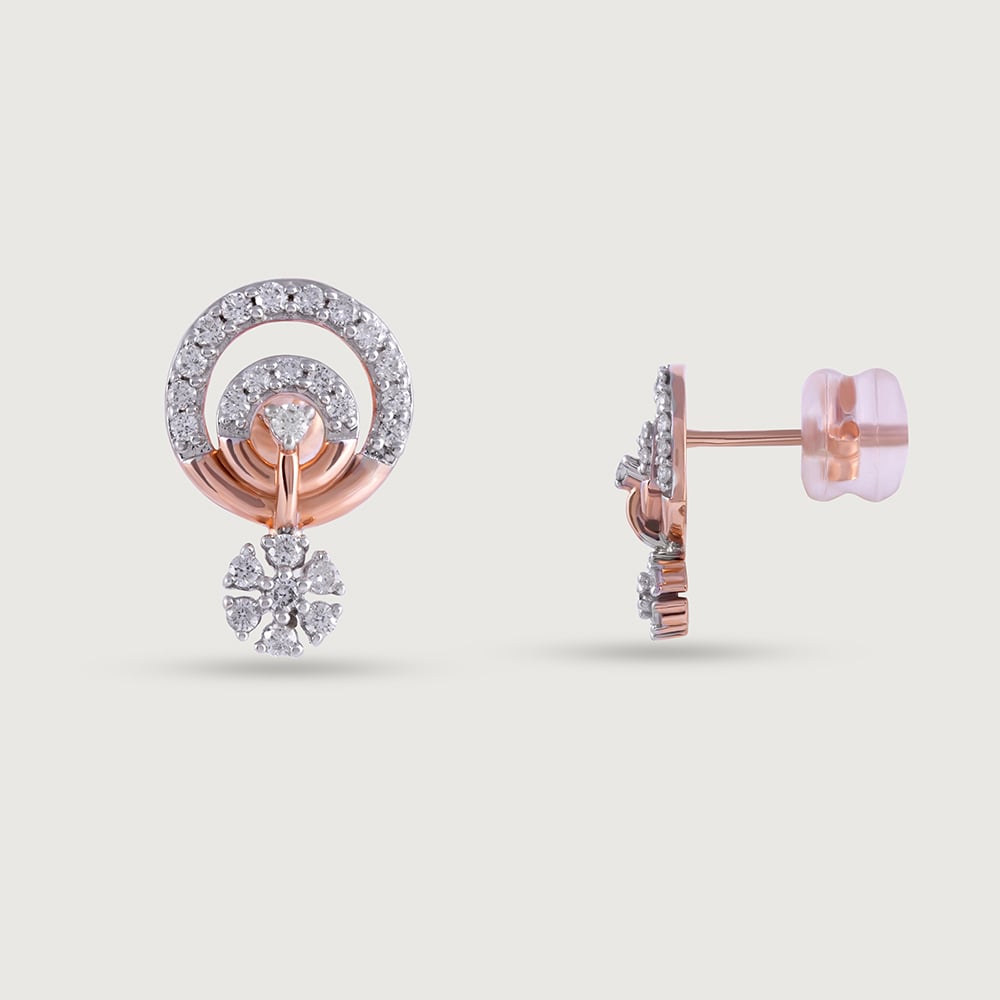 Radiant Cascade Gold & Diamond Stud Earrings,,hi-res image number null