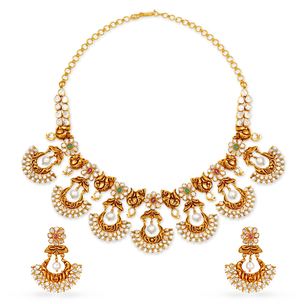 Regal Gold Paachi Necklace Set