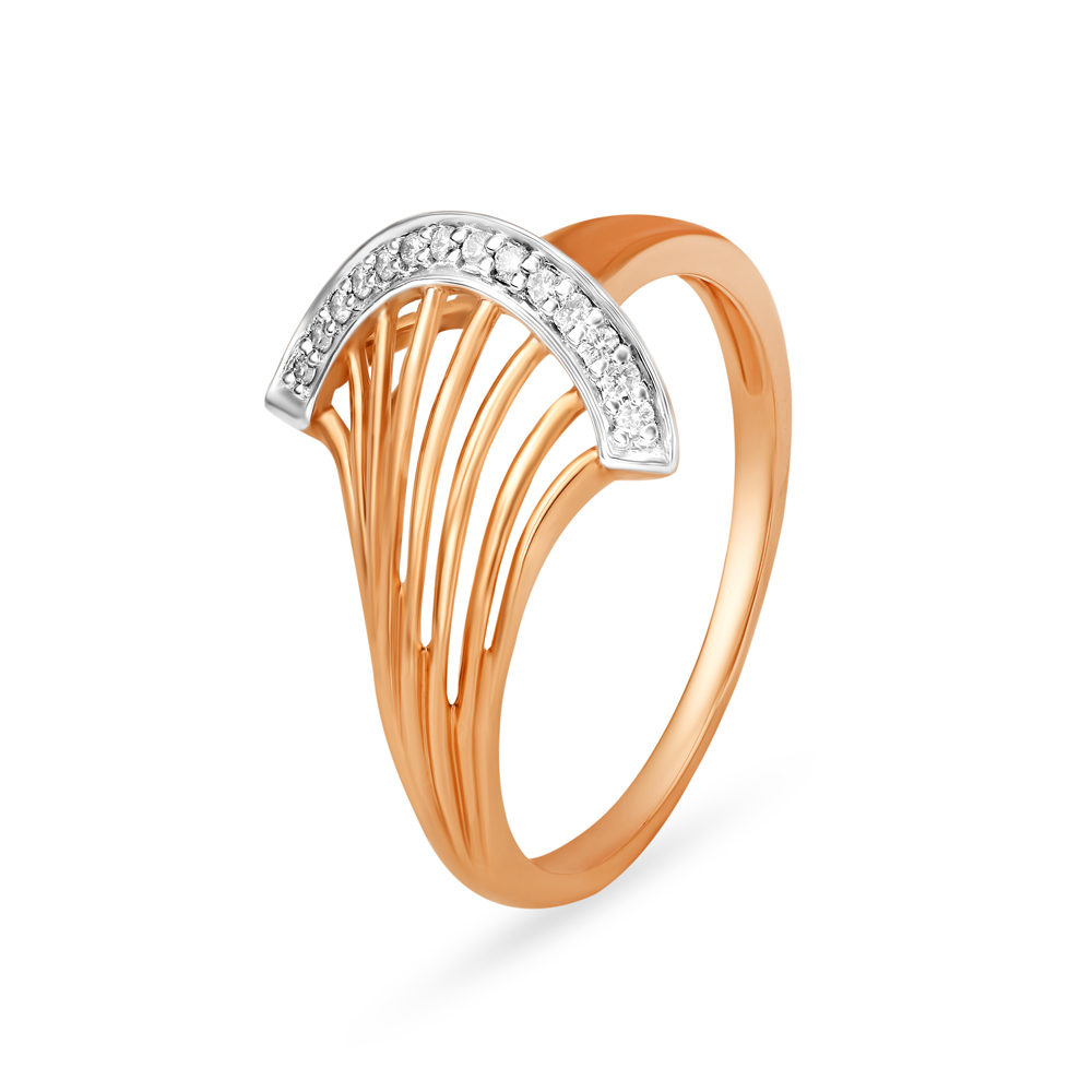 Sophisticated 18 Karat Rose Gold Criss-Cross Ring