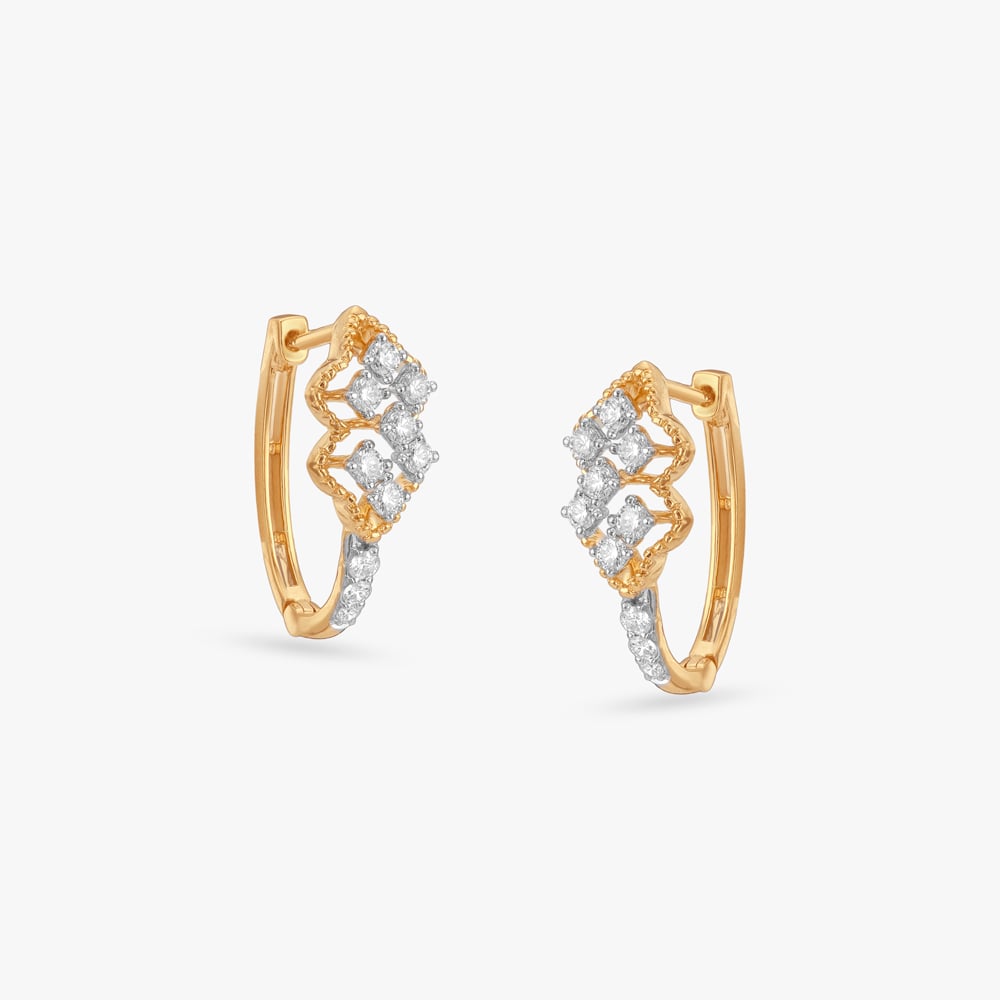 Classy Geometric Diamond Hoop Earrings,,hi-res image number null