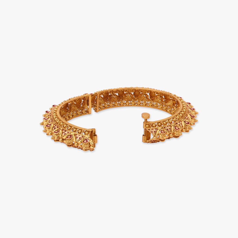 Floral Meenakari Kankan Gold Bangles,,hi-res image number null