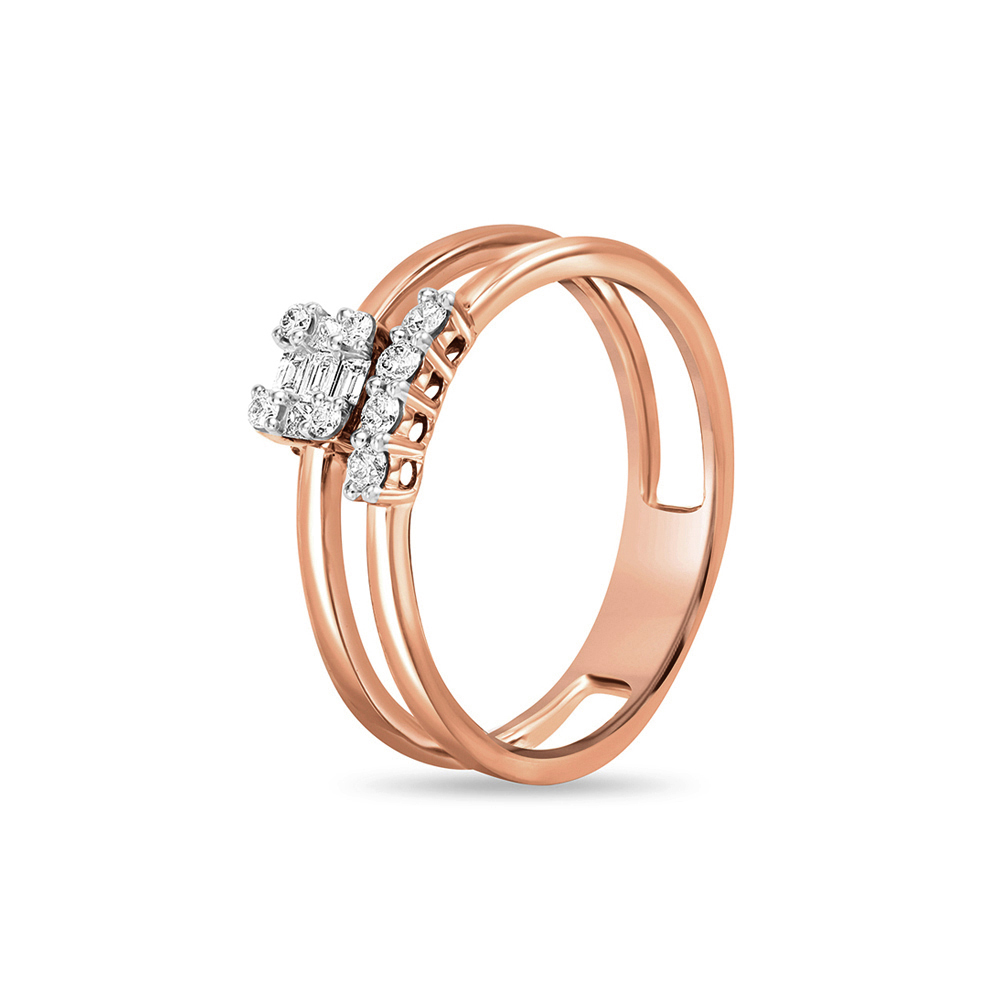 18 KT Rose Gold Brilliant Diamond Ring