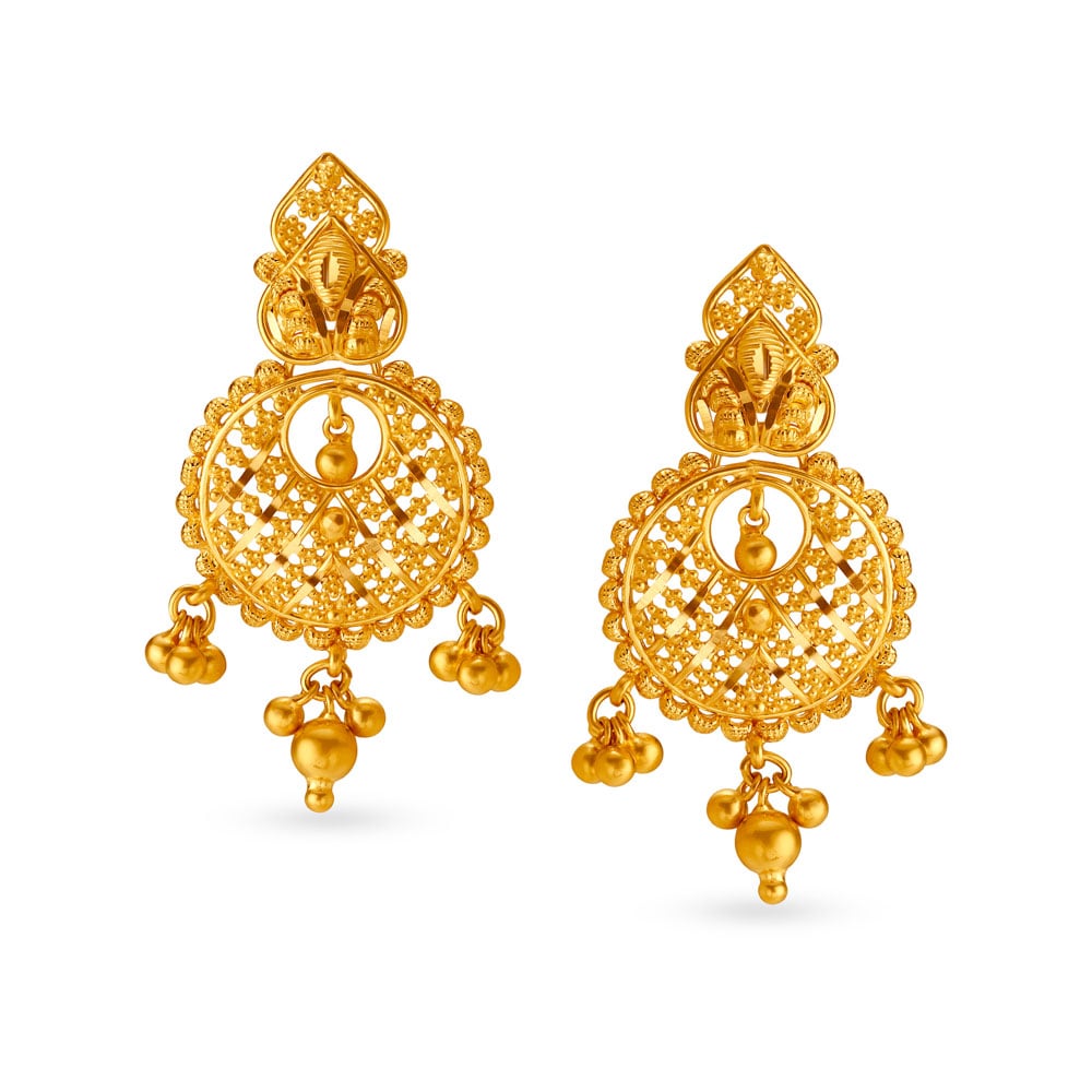

Ornate Chandbali Rawa Work Drop Earrings