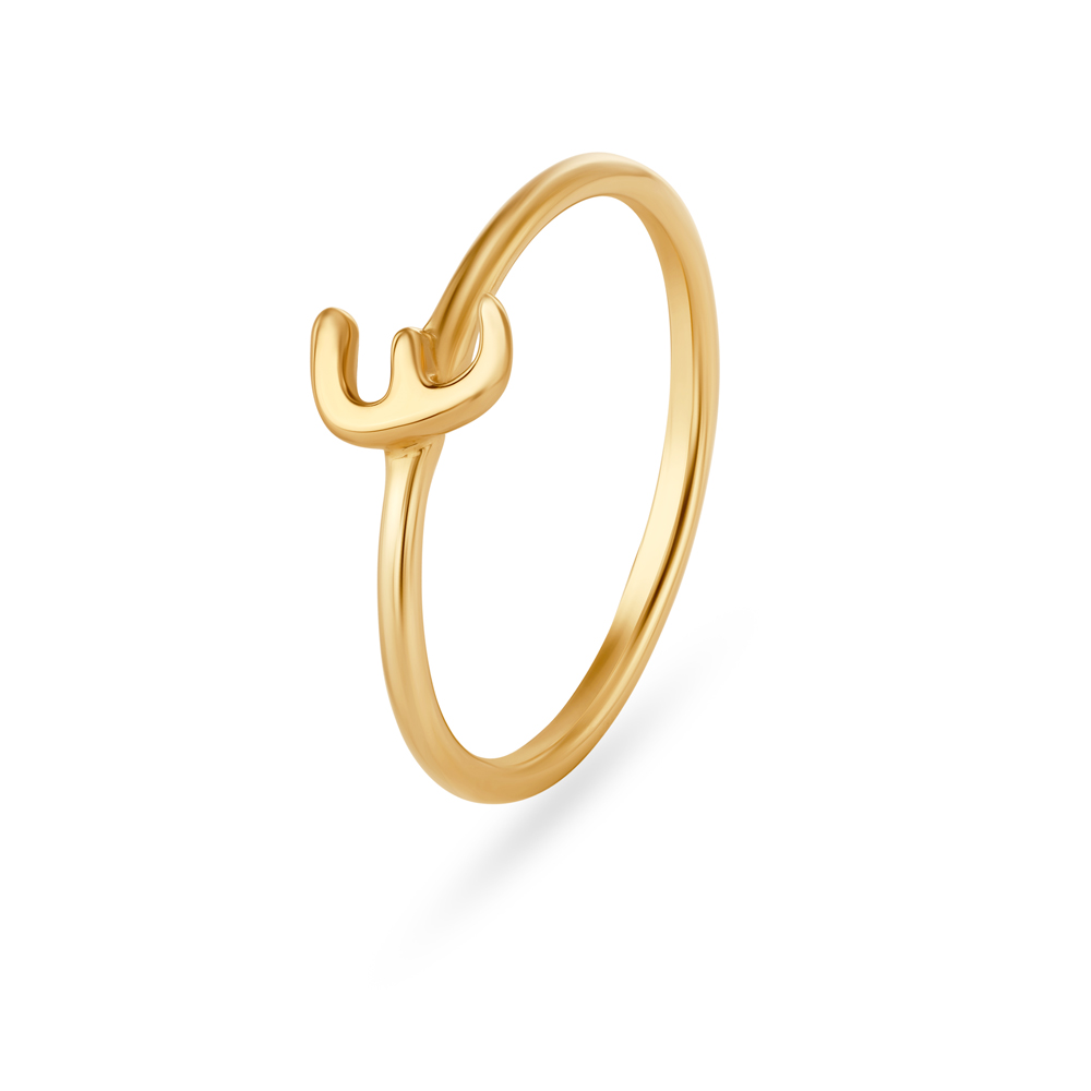 Letter E 14KT Yellow Gold Initial Ring,,hi-res image number null