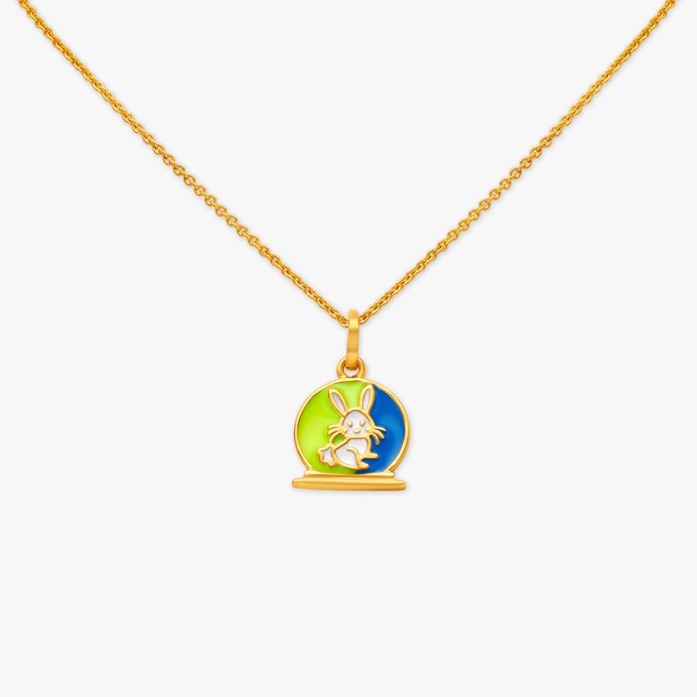 Cute Bunny and Carrots Pendant with Chain for Kids,,hi-res image number null