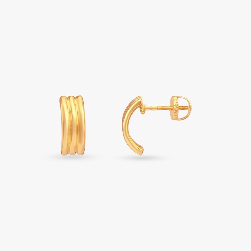 Triple Arc Gold Stud Earrings,,hi-res image number null