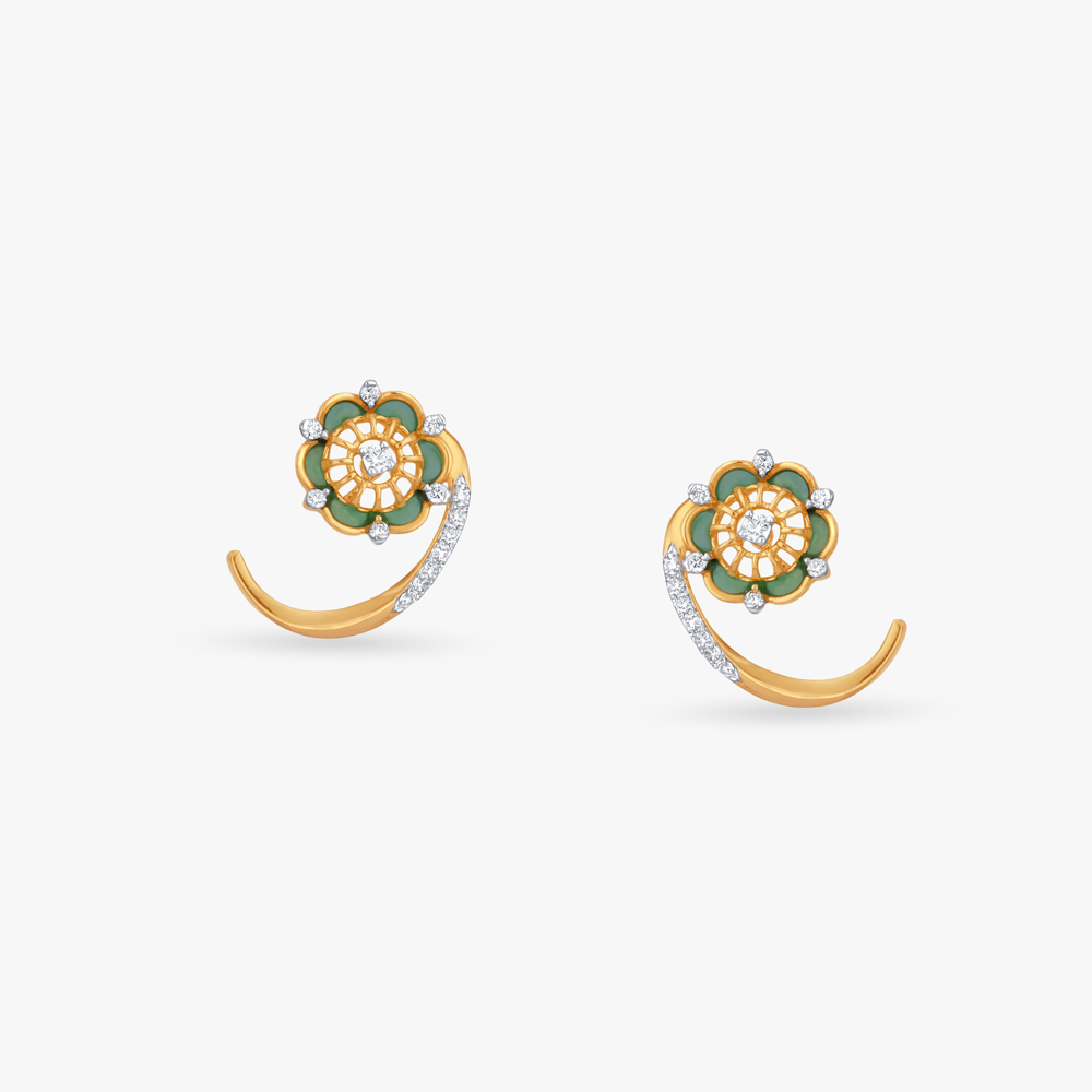 Mint Crescent Diamond Stud Earrings,,hi-res image number null