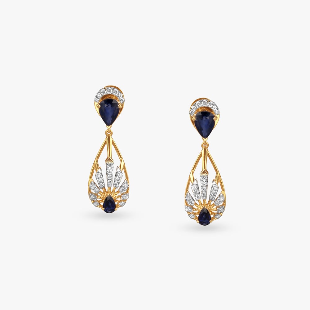 Celestial Rays Diamond Drop Earrings,,hi-res image number null