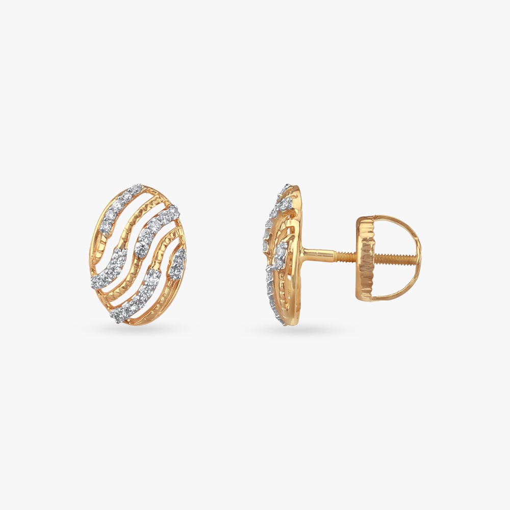 Sculpted Waves Diamond Stud Earrings,,hi-res image number null