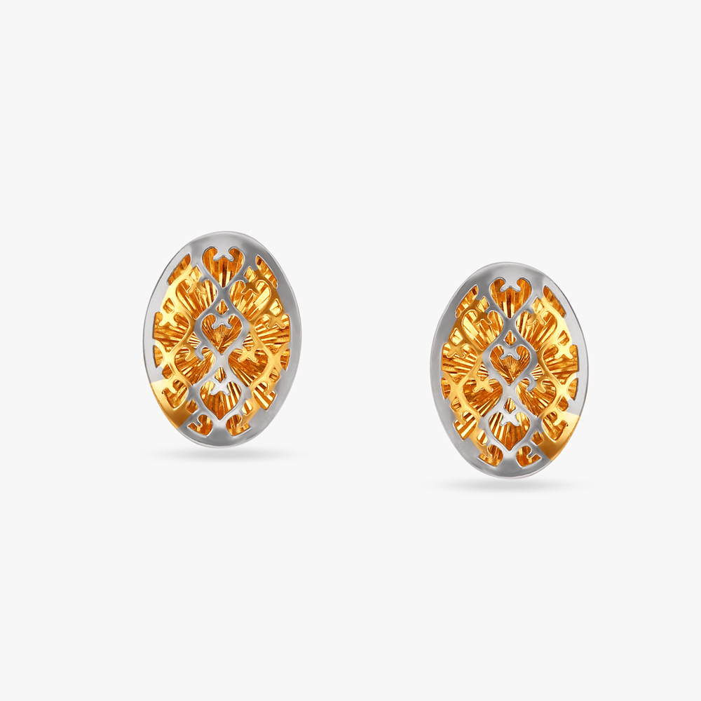 Jaali Teardrop Stud Earrings,,hi-res image number null