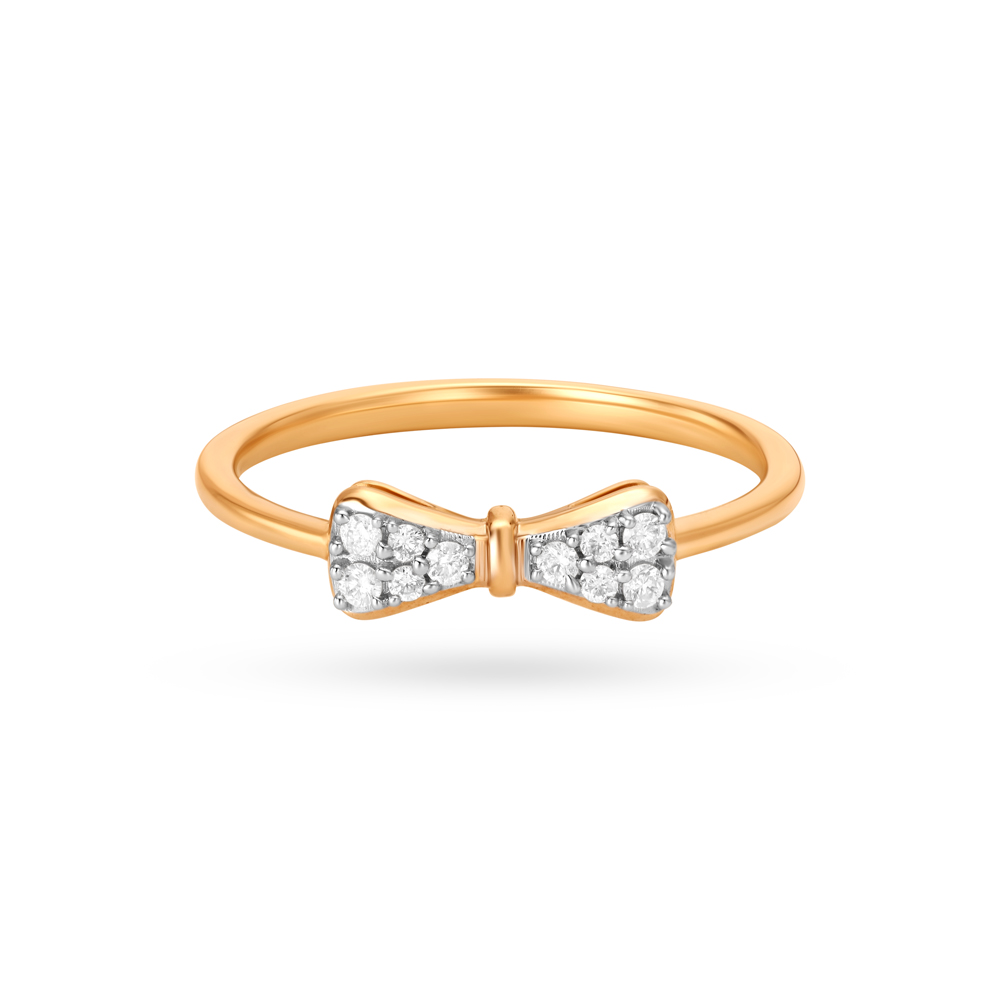 14KT Yellow Diamond Bow Bliss Finger Ring,,hi-res image number null