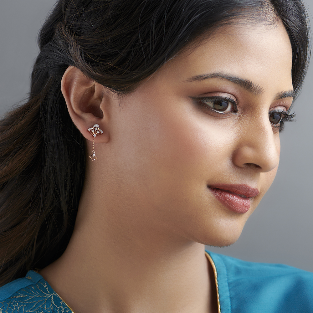 Minimal Elegance Diamond Drop Earrings,,hi-res image number null