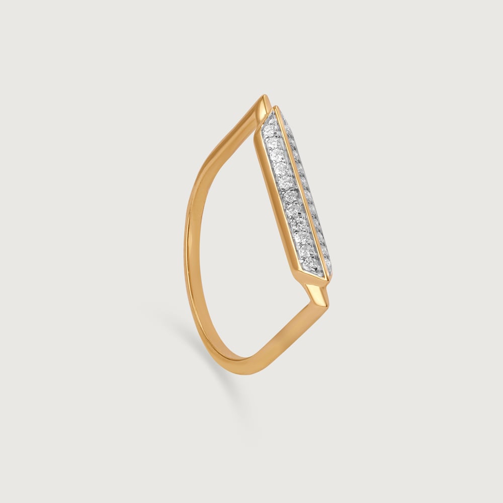 Bold Lines Gold & Diamond Finger Ring,,hi-res image number null