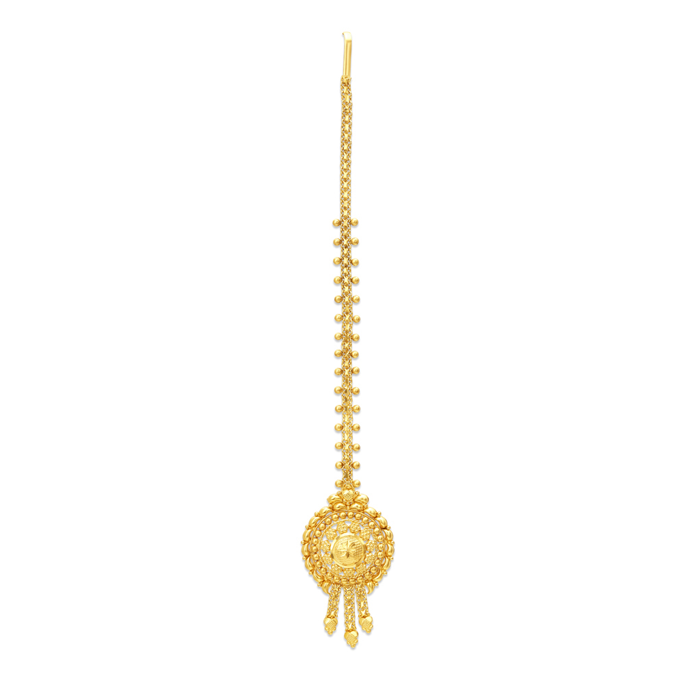 Traditional Floral Gold Maang Tikka,,hi-res image number null
