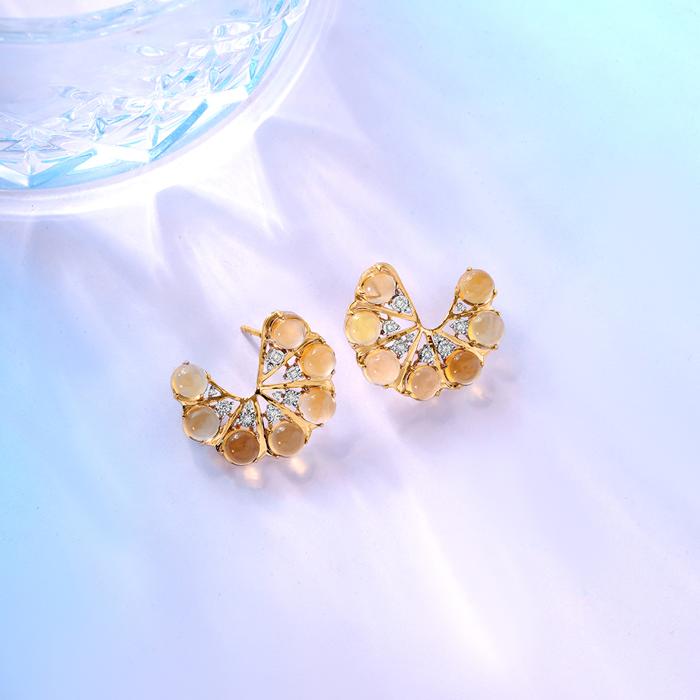 Couture Crystal 14KT Diamond & Citrine Stud Earrings,,hi-res image number null