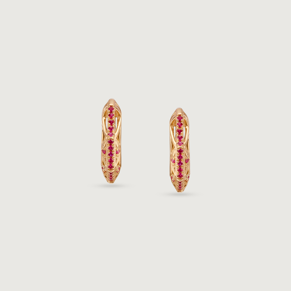 Dual Radiance Ruby & Diamond Hoop Earrings,,hi-res image number null