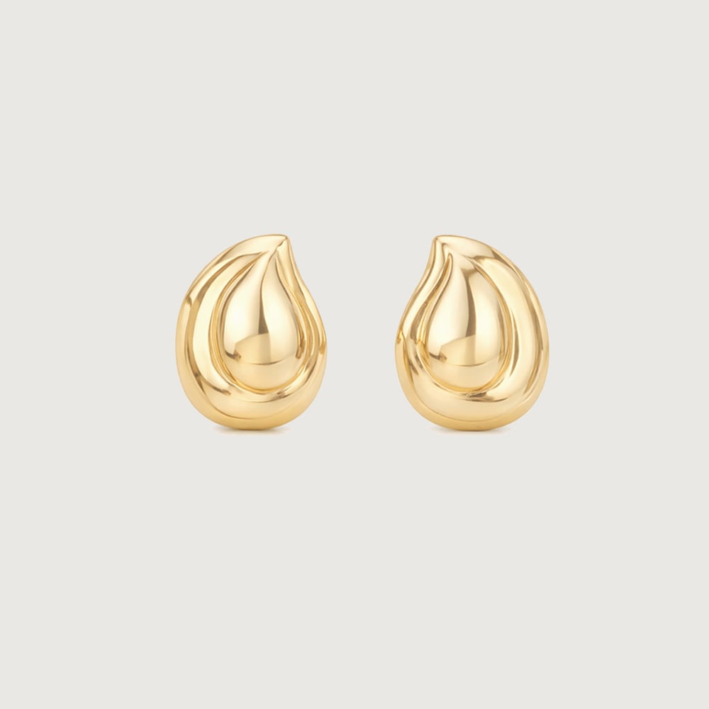 Petal Curve Gold Stud Earrings,,hi-res image number null