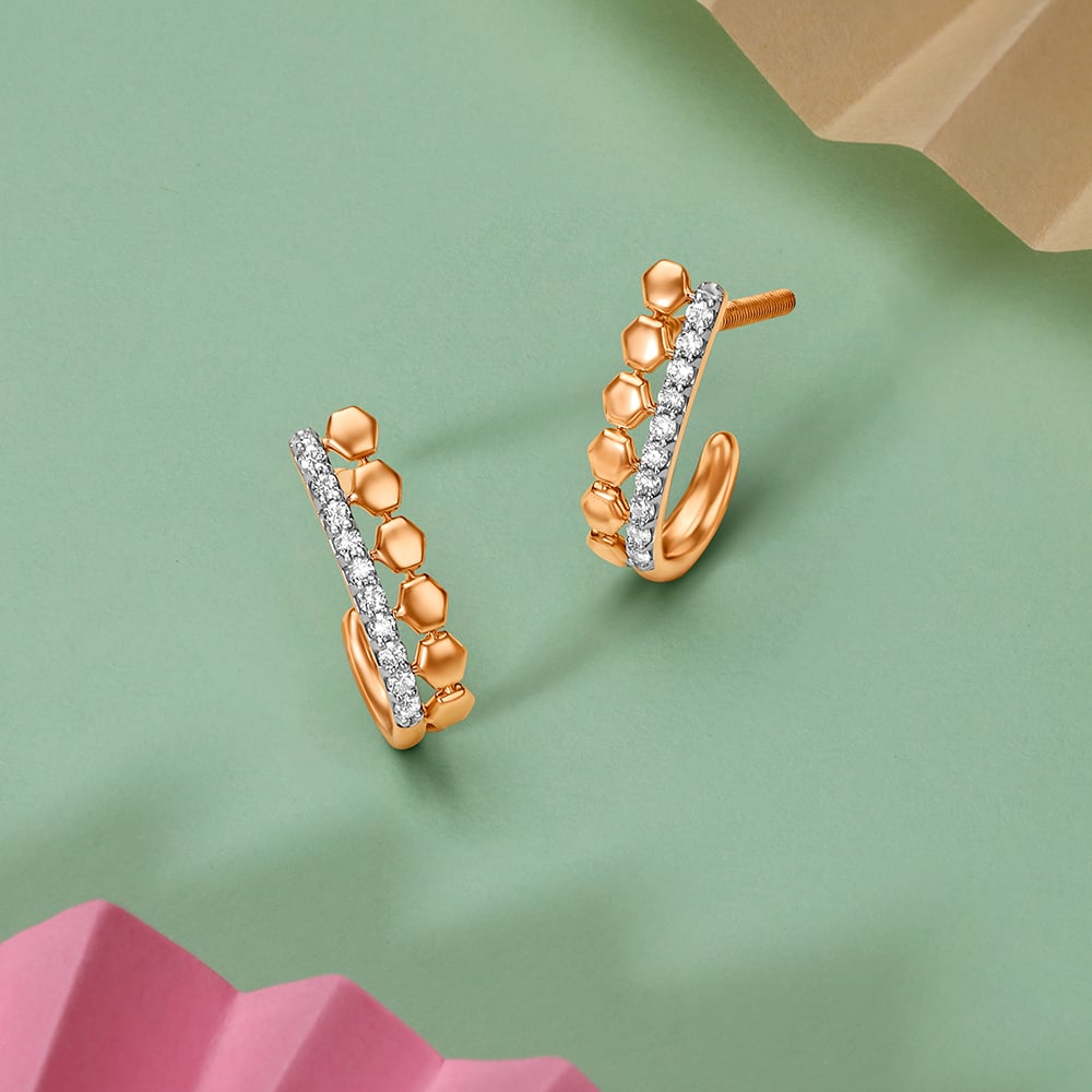 Hexa Gleam Diamond Stud Earrings,,hi-res image number null