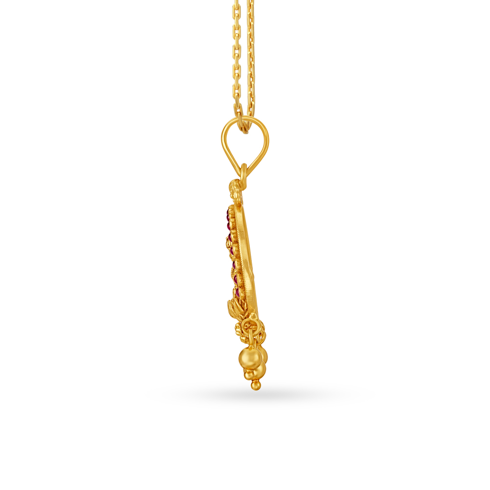 Circular Goddess Laxmi Gold Pendant,,hi-res image number null