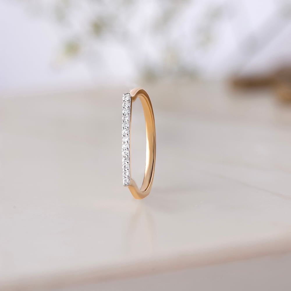 Classic Sleek Gold & Diamond Finger Ring,,hi-res image number null