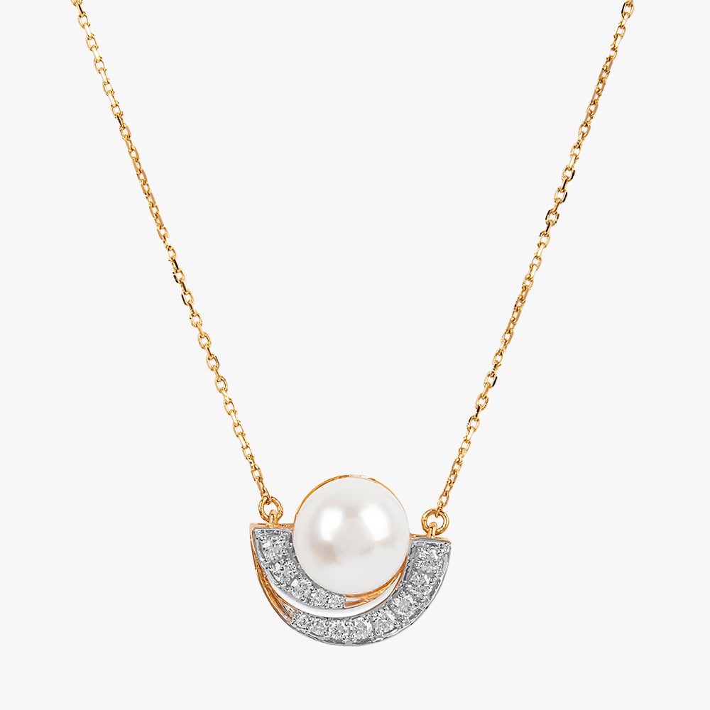 Mooncrest Pearl Diamond Pendant with Chain and Earrings Set,,hi-res image number null