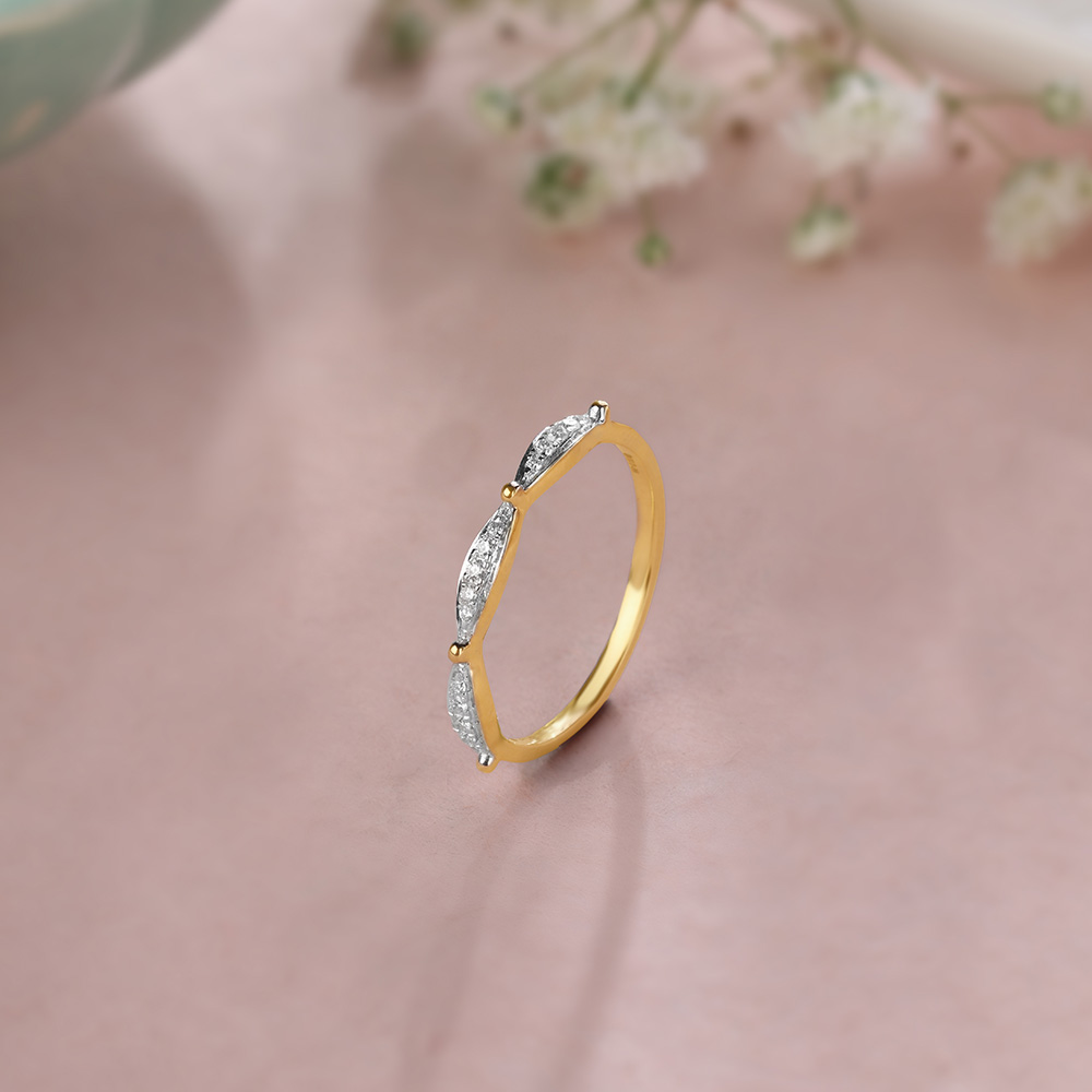Mystic Curvature 14KT Gold & Diamond Finger Ring,,hi-res image number null