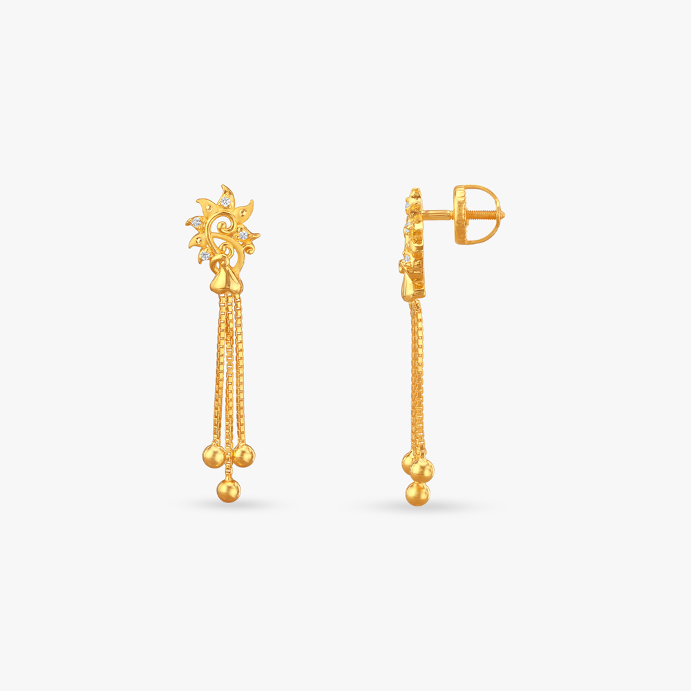 Glimmer Tassel Gold Drop Earrings,,hi-res image number null