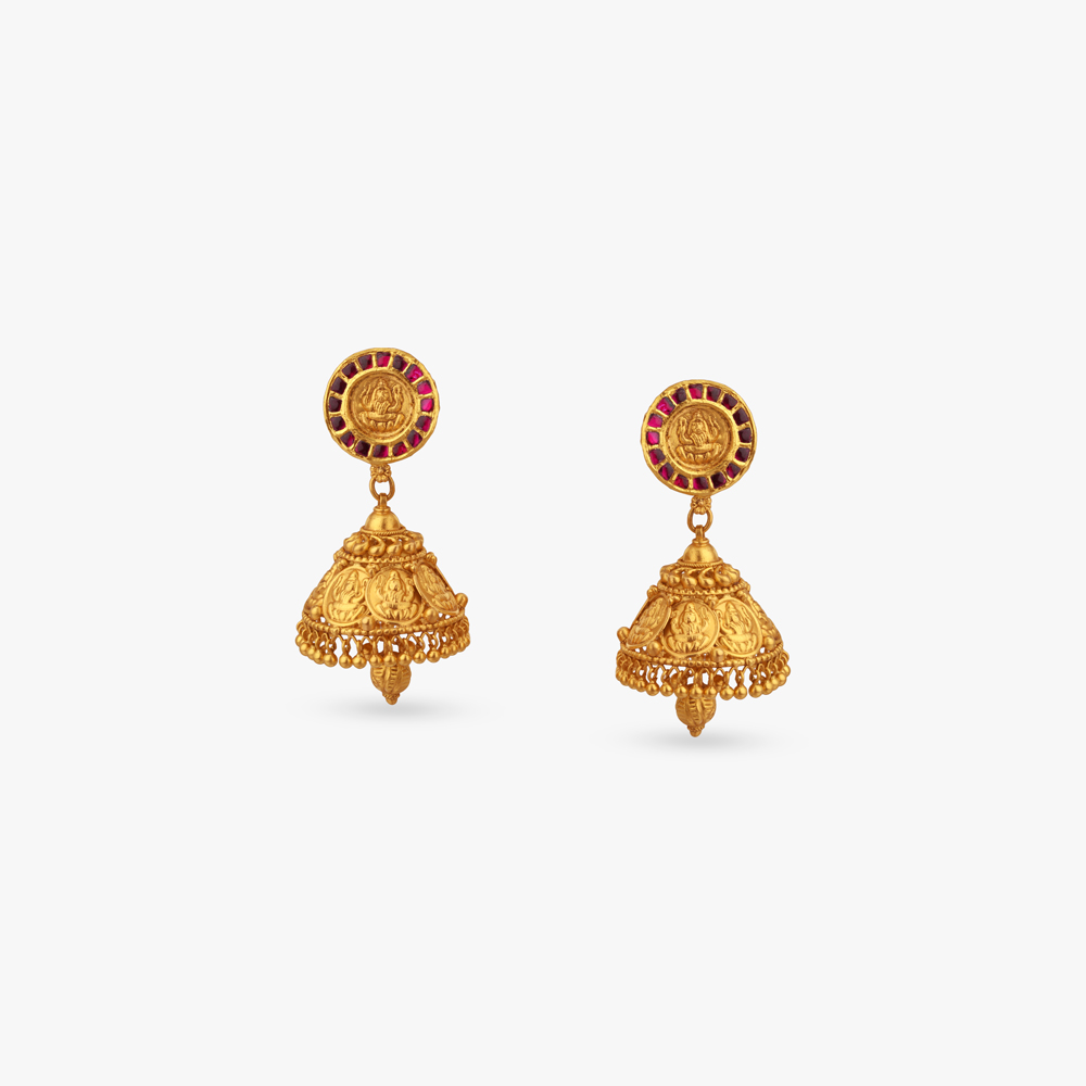 Lakshmi Medallion Jhumka Earrings,,hi-res image number null