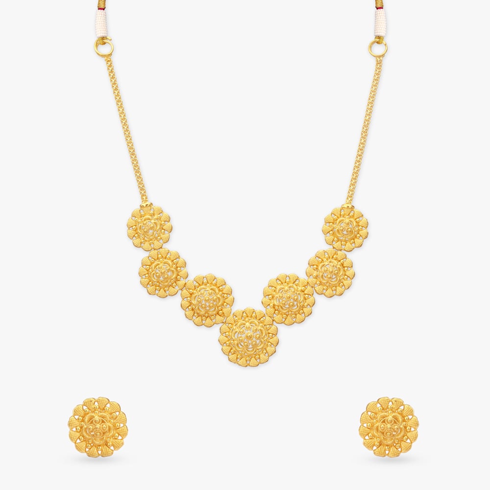 Ripple Rosette Gold Necklace Set,,hi-res image number null