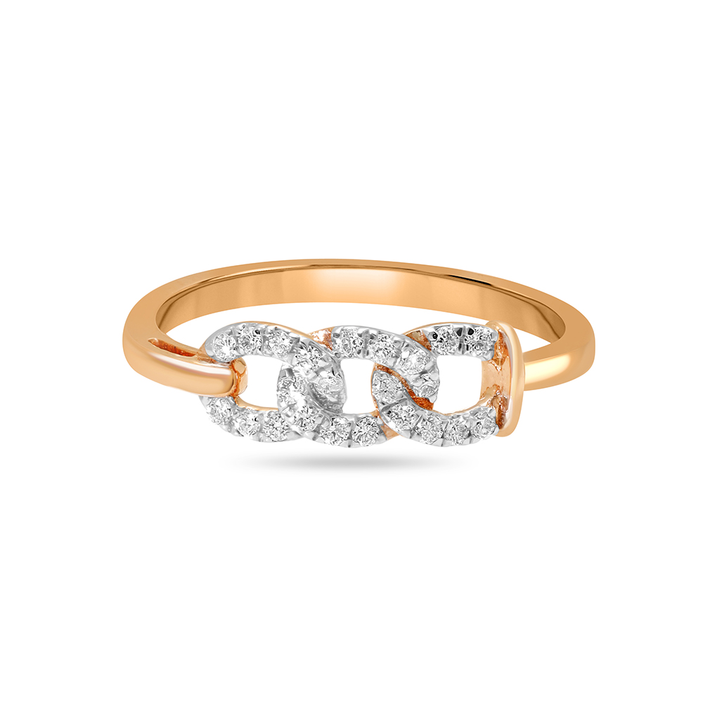 14KT Rose Gold Linked In Love Diamond Finger Ring,,hi-res image number null