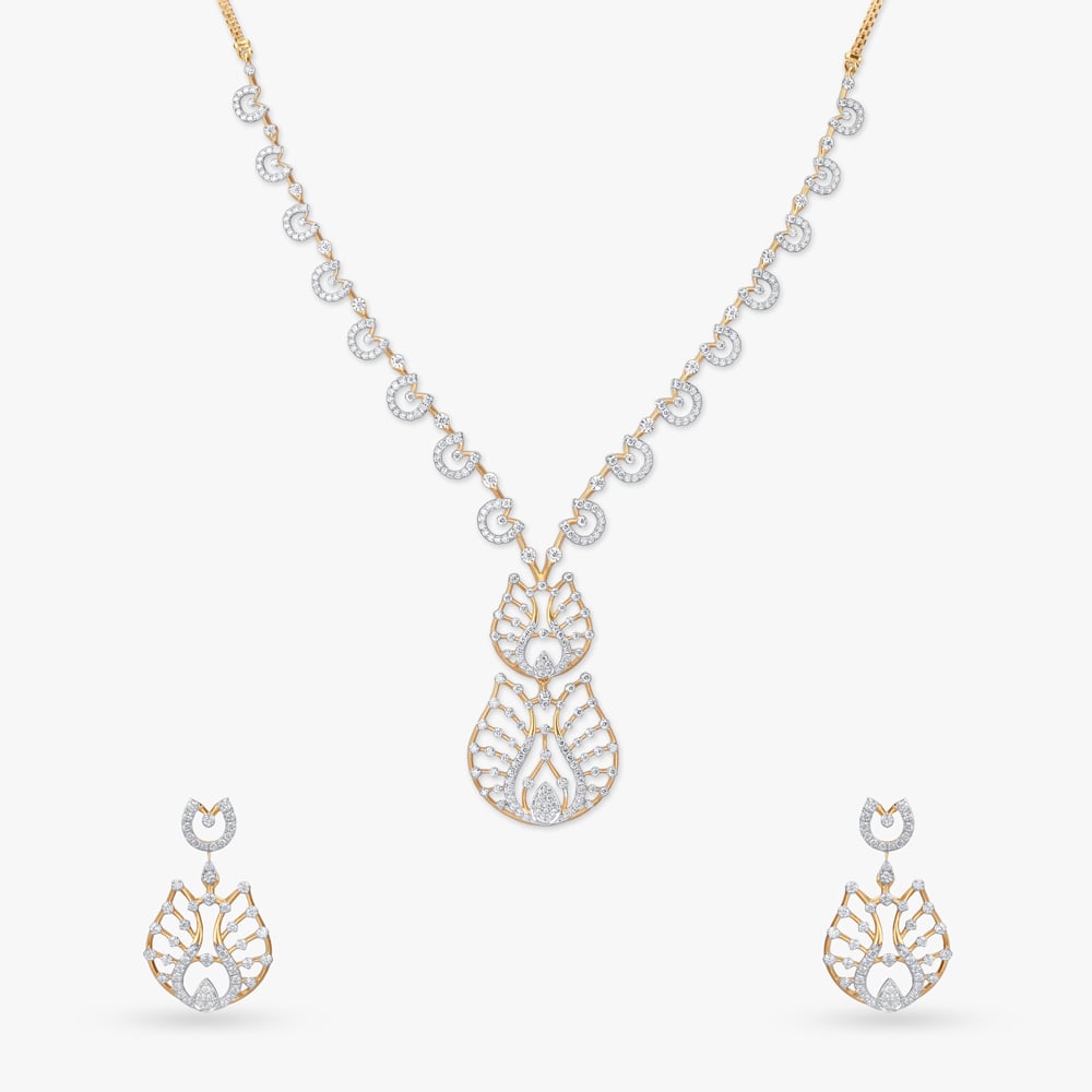 Tulip Bloom Diamond Necklace Set,,hi-res image number null