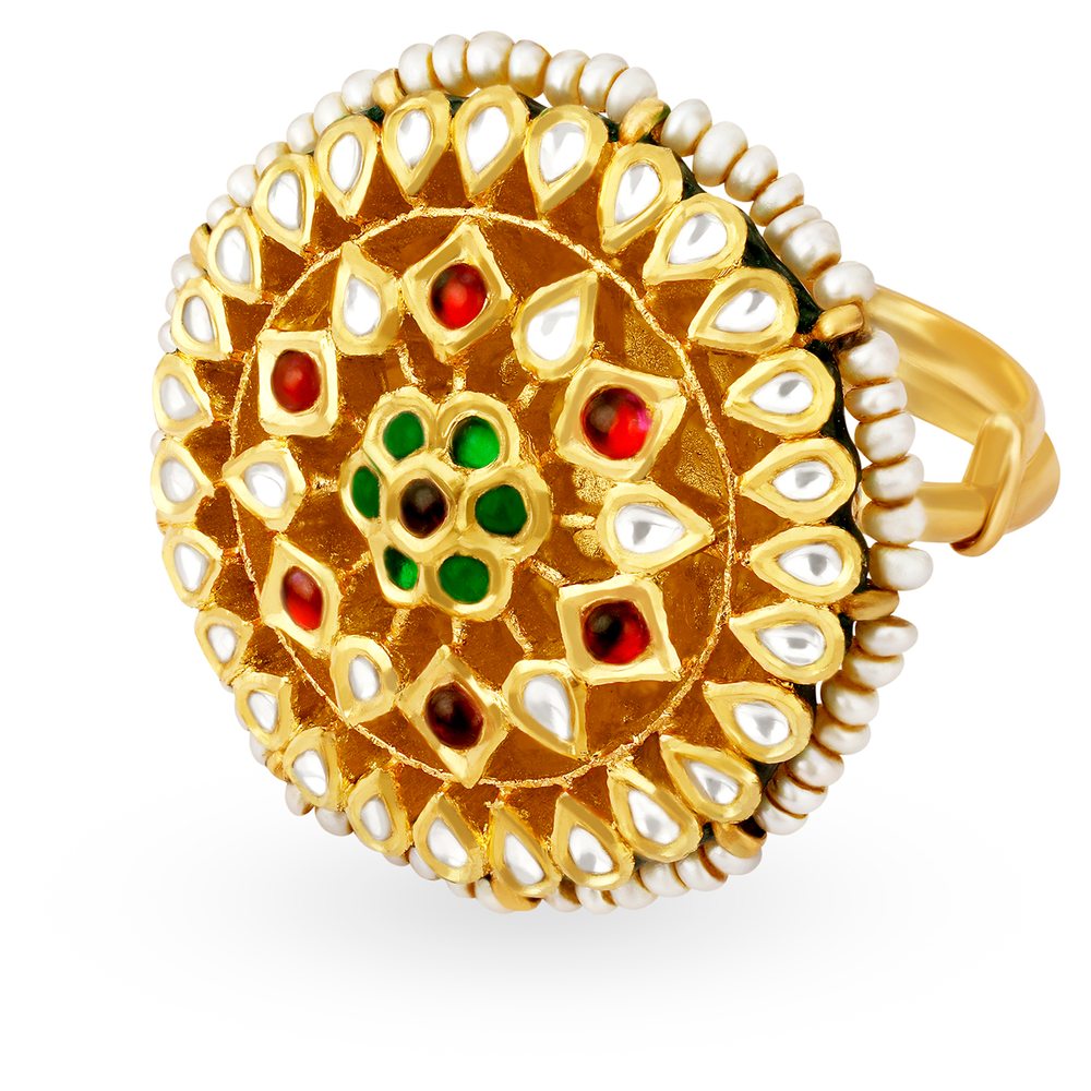 Dignified 22 Karat Yellow Gold And Stone Finger Ring
