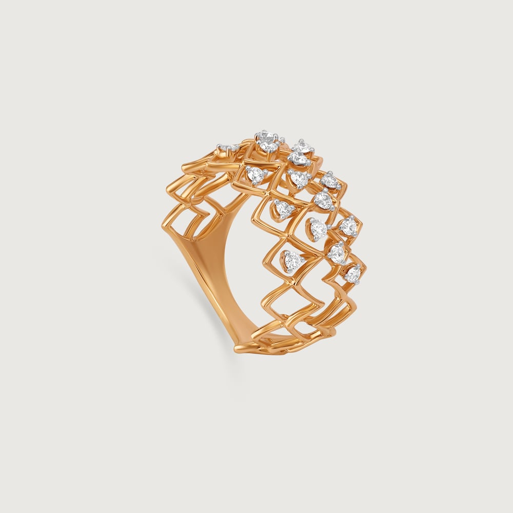 Zigzag Shine Gold & Diamond Finger Ring,,hi-res image number null