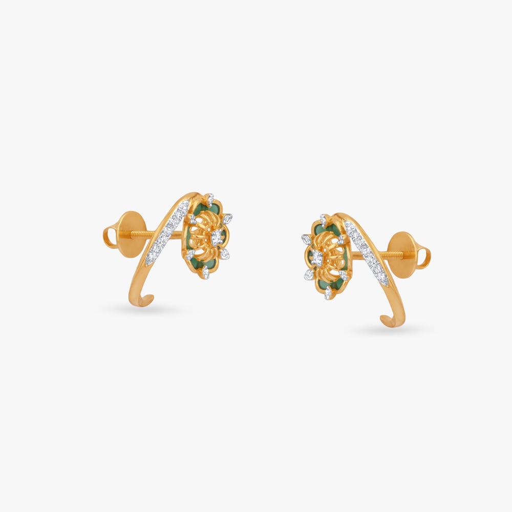 Mint Crescent Diamond Stud Earrings,,hi-res image number null