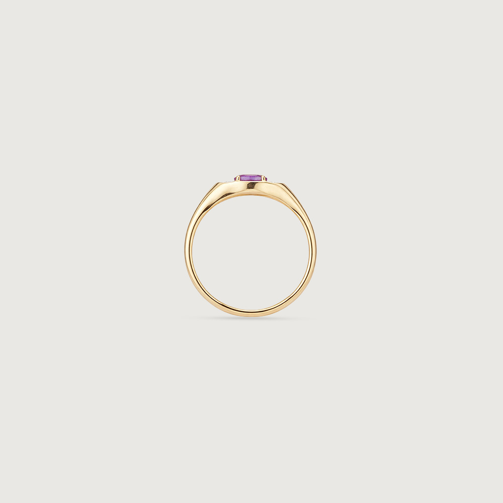 Elegant Minimal Amethyst & Diamond Ring,,hi-res image number null