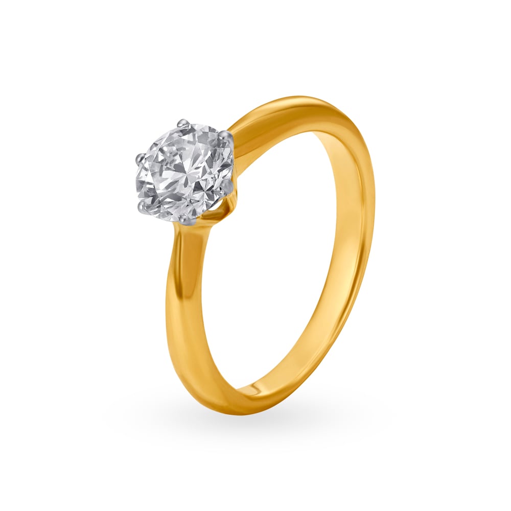 Classic 18 Karat Yellow Gold And Diamond Finger Ring