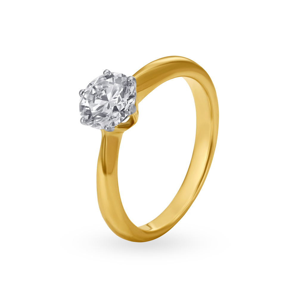 Classic 18 Karat Yellow Gold And Diamond Finger Ring