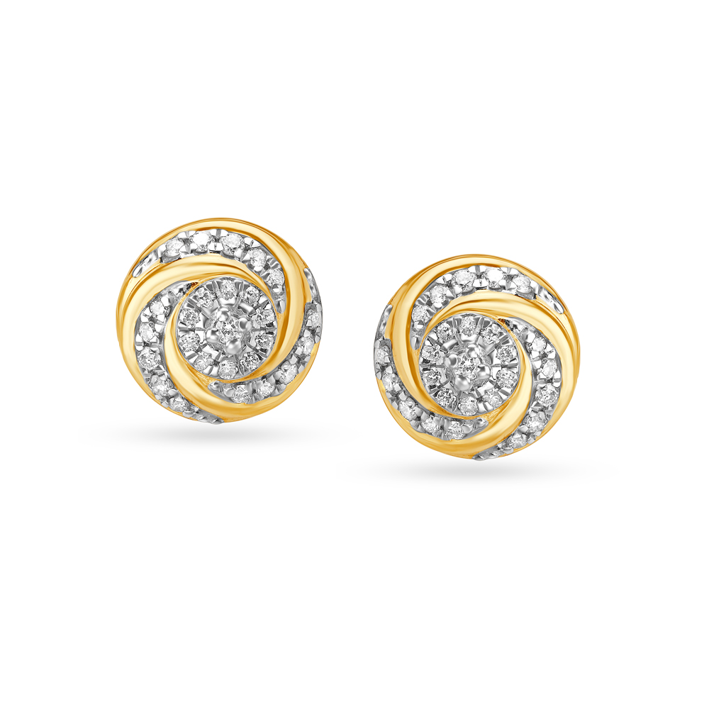 Classic Floral Diamond Stud Earrings