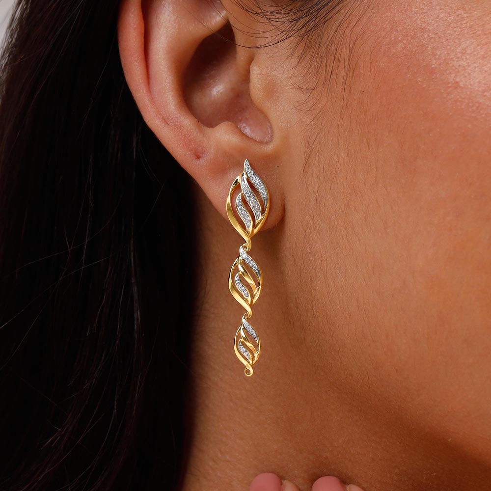Twirling Grace Diamond Drop Earrings,,hi-res image number null