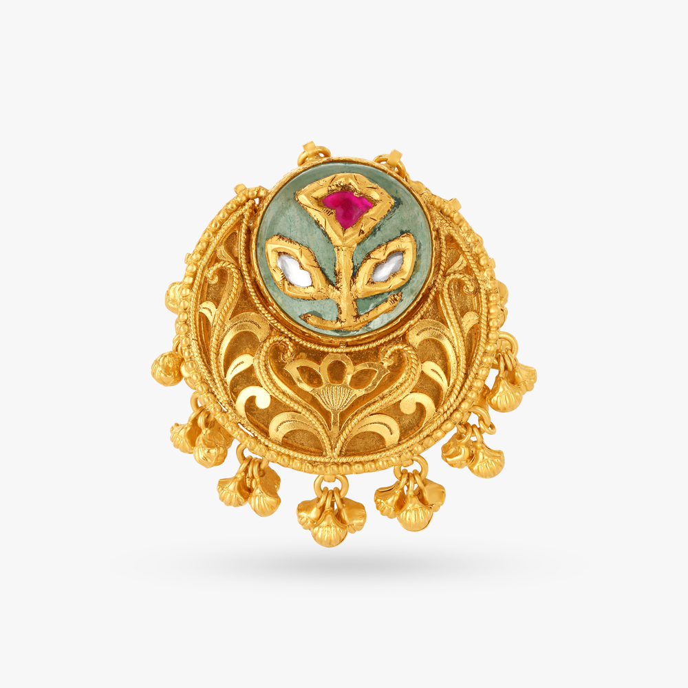 Dramatic Flair Finger Ring with Kundan Work,,hi-res image number null