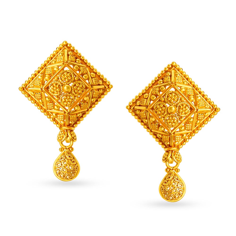 Opulent Gold Rhombus Pendant Set,,hi-res image number null