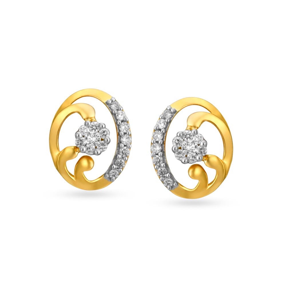 Grand Ornate Rose Gold and Diamond Stud Earrings