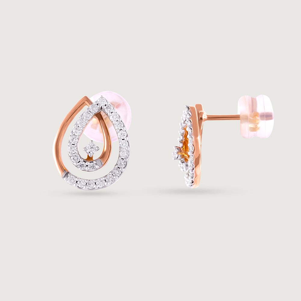 Classic Rose Gold & Diamond Studs Earrings,,hi-res image number null