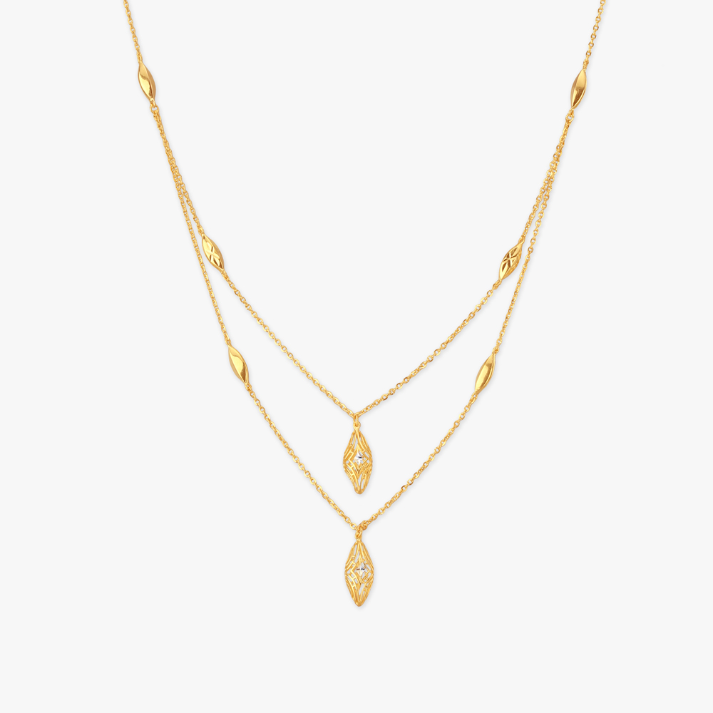 

Leaf Drop Gold Necklace