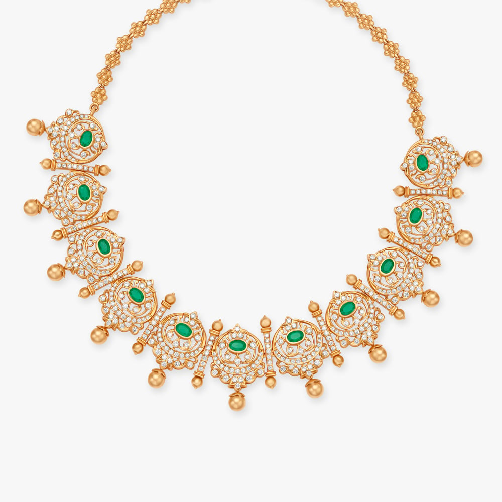 Regal Reverie Emerald and Diamond Necklace
