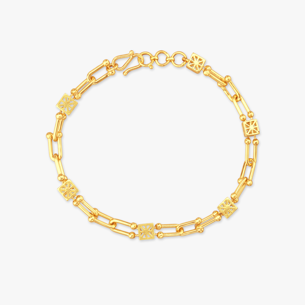 Geometric Floral Gold Bracelet for Men,,hi-res image number null