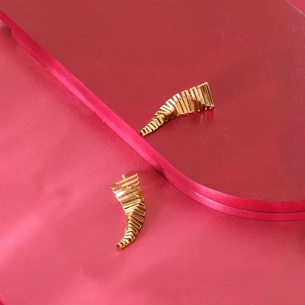 Sculpted Cascade Gold Drop Earrings,,hi-res image number null